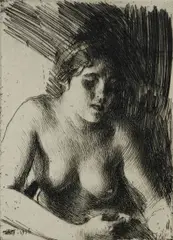 Untitled by Anders Zorn, 1916, drypoint etching on paper "Bust", sold Oct 2018