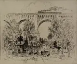 Untitled by Joseph Pennell, etching on paper "Viaduct D.L.W. Nicholson", sold Oct 2018