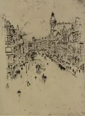 Untitled by Joseph Pennell, etching on paper "Farringdon Street", sold Oct 2018