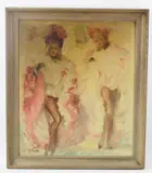 French Cancan by Charley Garry, oil on board, sold Apr 2023
