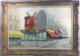 Paris scene by Signed Bazze, oil on canvas, sold Apr 2023