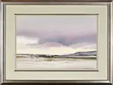 Landscape with Large Barn in Morning Light by Richard Rennie, watercolour on paper, sold Sep 2021