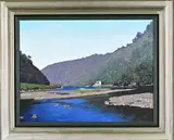 Landscape with River and Distant Ranch House by Dmitry Nikashin, 2001, oil on canvas, sold Sep 2021