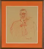 Portrait of a Man Wearing a Tie by André Naudé, 1986, crayon on paper, sold Sep 2021