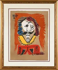 Composition from the Imaginary Portraits Series by Pablo Picasso, lithograph, sold Sep 2021