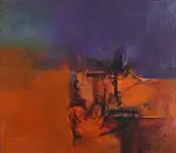 Receding Landscape by Wim Blom, 1972, oil on canvas, sold Sep 2021