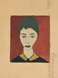 Untitled (Portrait of a Woman) by Sue Pam-Grant, oil on embossed wallpaper, sold Sep 2021