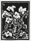 Still Life with Arum Lilies by Gregoire Boonzaier, 1974, linocut, sold Sep 2021