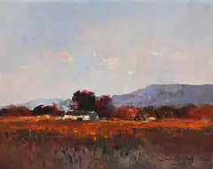 Landscape with Distant Farm Building by Errol Boyley, oil on canvas mounted on board, sold Sep 2021
