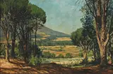 Landscape with Cape Pines by Heinrich von Michaelis, oil on board, sold Sep 2021
