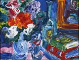Still Life with Books by Gerhard Batha, oil on canvas, sold Sep 2021
