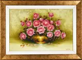 Still Life with Pink Roses by Jeanette Dykman, oil on canvas, sold Sep 2021