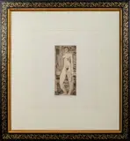 Untitled by Milton Clark Avery, etching drypoint of a standing young nude woman, sold Jul 2022