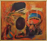 abstraction by William Scharf, oil on canvas, sold Jul 2022