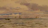 Fishing Boats Off Brighton by Frederick Nash, watercolour, sold Jul 2024