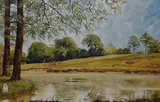 Untitled by D.J. Sherburne, 1987, oil on board, sold Jun 2024