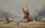 Fishing Boats Off Southend Pier by George Stainton, watercolour, sold Jun 2024