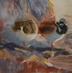 At the Water's Edge (Turnstone) by Gary Henderson, watercolour, sold Jun 2024