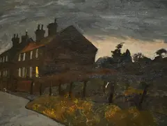 Cottage at Barnby by John Cooke, oil on board, sold Jun 2024