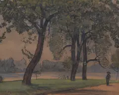 On The Embankment, London by James Hamilton Hay, mixed media, sold May 2024