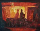 Saloon Bar by George Hutchins, oil, sold May 2024