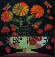 Autumn Posy by Linda Farquharson, linocut, sold May 2024