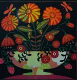 Autumn Posy by Linda Farquharson, linocut, sold May 2024