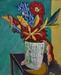 Vase of Flowers by Clifford H. Fisher, oil on board, sold Apr 2024