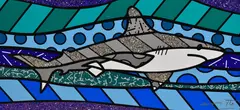 Baby Shark by Romero Britto, mixed media, sold Apr 2024