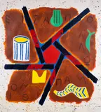 Untitled by Joe Tilson, Screenprint with woodcut printed in colours, hand-finished with acrylic, sold Jul 2025
