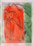 Untitled by Oleg Kudryashov, Etching with drypoint extensively hand-coloured with watercolour, sold Jul 2025