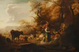 Mercury bringing argus' eyes to juno by Nicolaes Pieterszoon Berchem, Oil on panel, sold Jul 2025