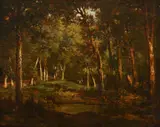 La mare aux biches by Théodore Rousseau, Oil on bevelled panel, sold Jul 2025