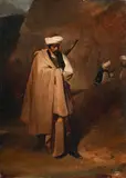 Portrait of a guerrier turc by Alexandre-Gabriel Decamps, Oil on paper laid down on paper, laid to canvas, sold Jul 2025