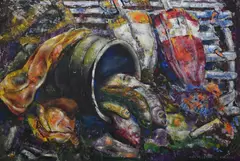 Still life in maine by Ivan Albright, Oil on canvas, sold Jul 2025