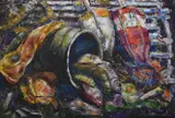 Still life in maine by Ivan Albright, Oil on canvas, sold Jul 2025
