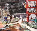 The burned over district by Elizabeth Huey, Acrylic and oil on panel, sold Jul 2025