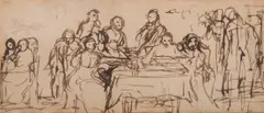 Study for reading the will by David Wilkie, Pen and brown ink, sold Jul 2025