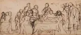 Study for reading the will by David Wilkie, Pen and brown ink, sold Jul 2025