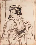 Study for miss julia emily gordon by David Wilkie, Pen and brown ink, sold Jul 2025