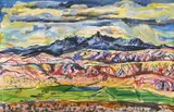 Landscape with rolling hills by Ivan Albright, Watercolour and gouache, sold Jul 2025