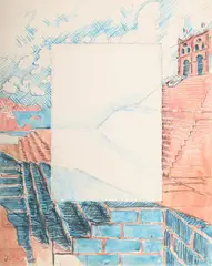 L'escalier de la medici by Pierre Roy, Watercolour and pencil, sold Jul 2025