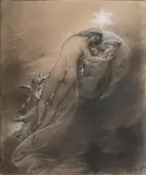 Cephalus & aurora by Anne-Louis Girodet, Charcoal heightened with white chalk, sold Jul 2025