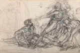 Study for the death of pyrrhus by Anne-Louis Girodet, Pencil, black crayon and ink, sold Jul 2025