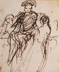 Study of a man by David Wilkie, ink, sold Jul 2025