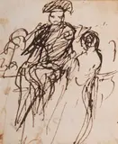 Study of a man by David Wilkie, ink, sold Jul 2025