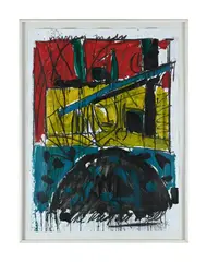 Minks man, a rug as well by Bruce McLean, 1987, Acrylic and ink on paper, sold Jun 2025
