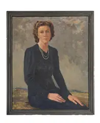 Portrait of daisy walker of syston by Harold Gresley, Oil on canvas, sold Jun 2025