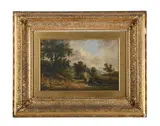 A lane with cattle and sheep by Alfred Vickers Senior, Oil on canvas, sold Jun 2025