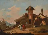 Cappricio landscape with ruined buildings and figures by Francesco Guardi, Oil on panel, sold Jun 2025